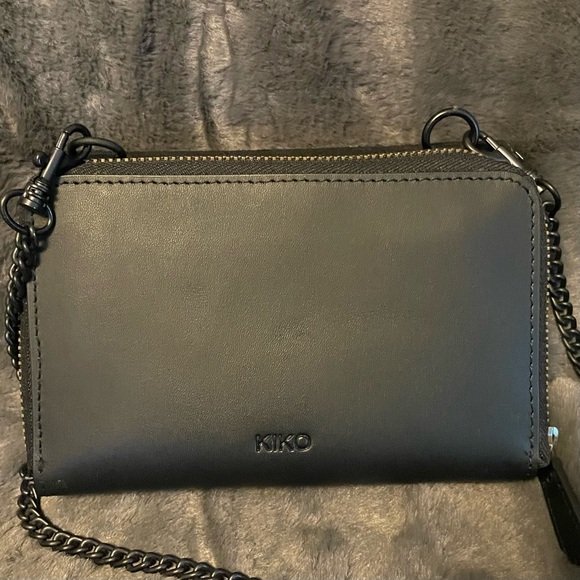 Kiko TwoTone Black Leather & Suede Crossbody Purse Chain Strap New With Tags - Picture 2 of 6